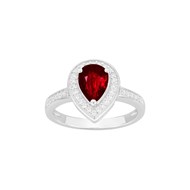 Bague de fiançailles en Argent avec oxyde de zirconium rouge rubis