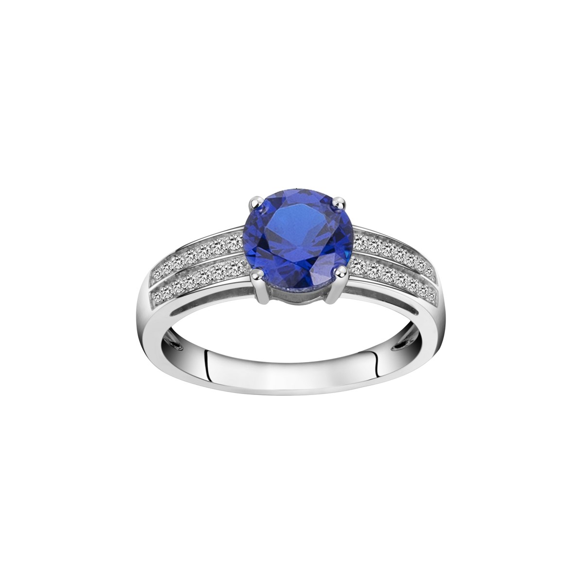 Bague de fiançailles en Argent avec oxyde de zirconium bleu saphir