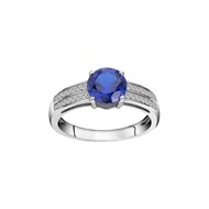 Bague de fiançailles en Argent avec oxyde de zirconium bleu saphir