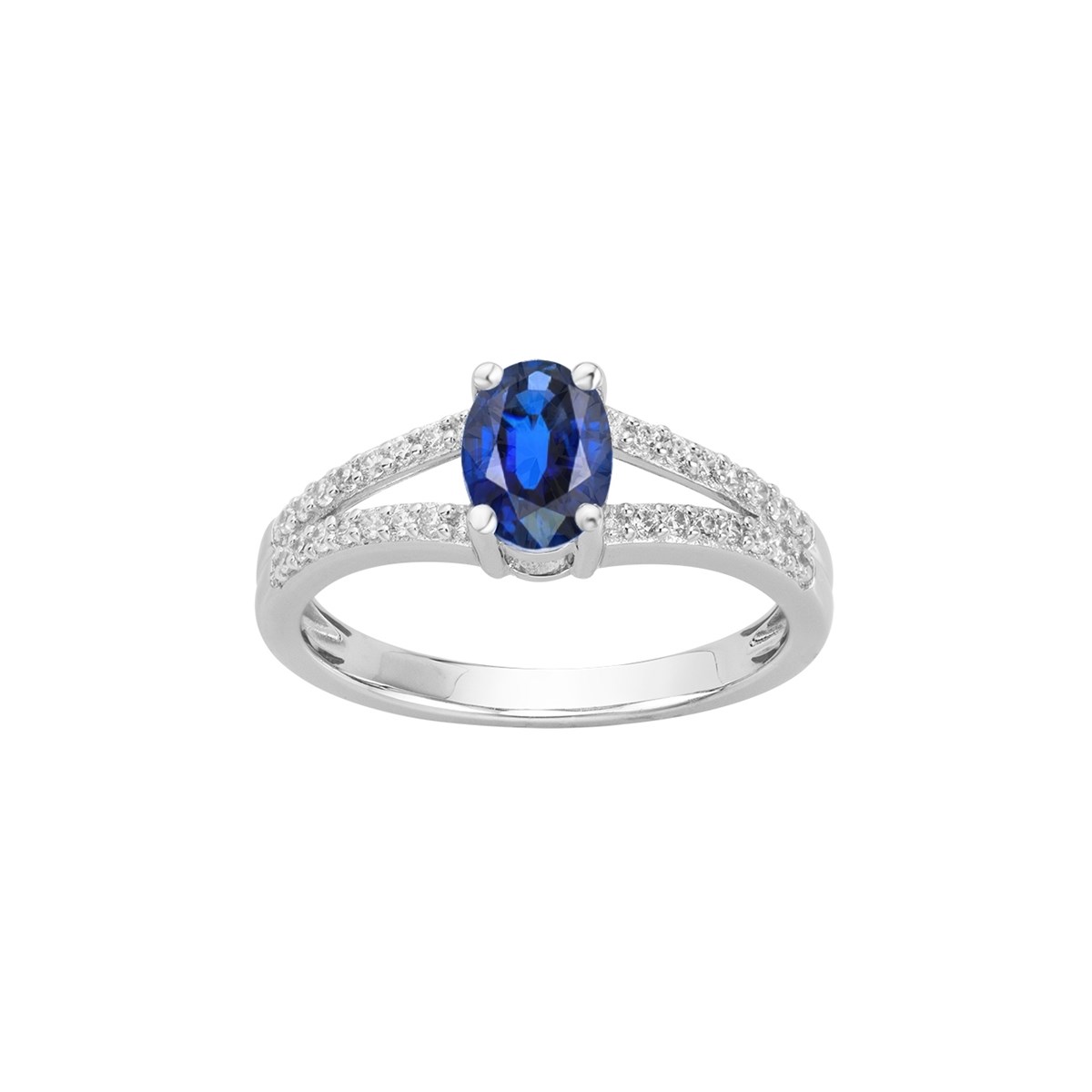 Bague en Argent avec oxyde de zirconium bleu saphir