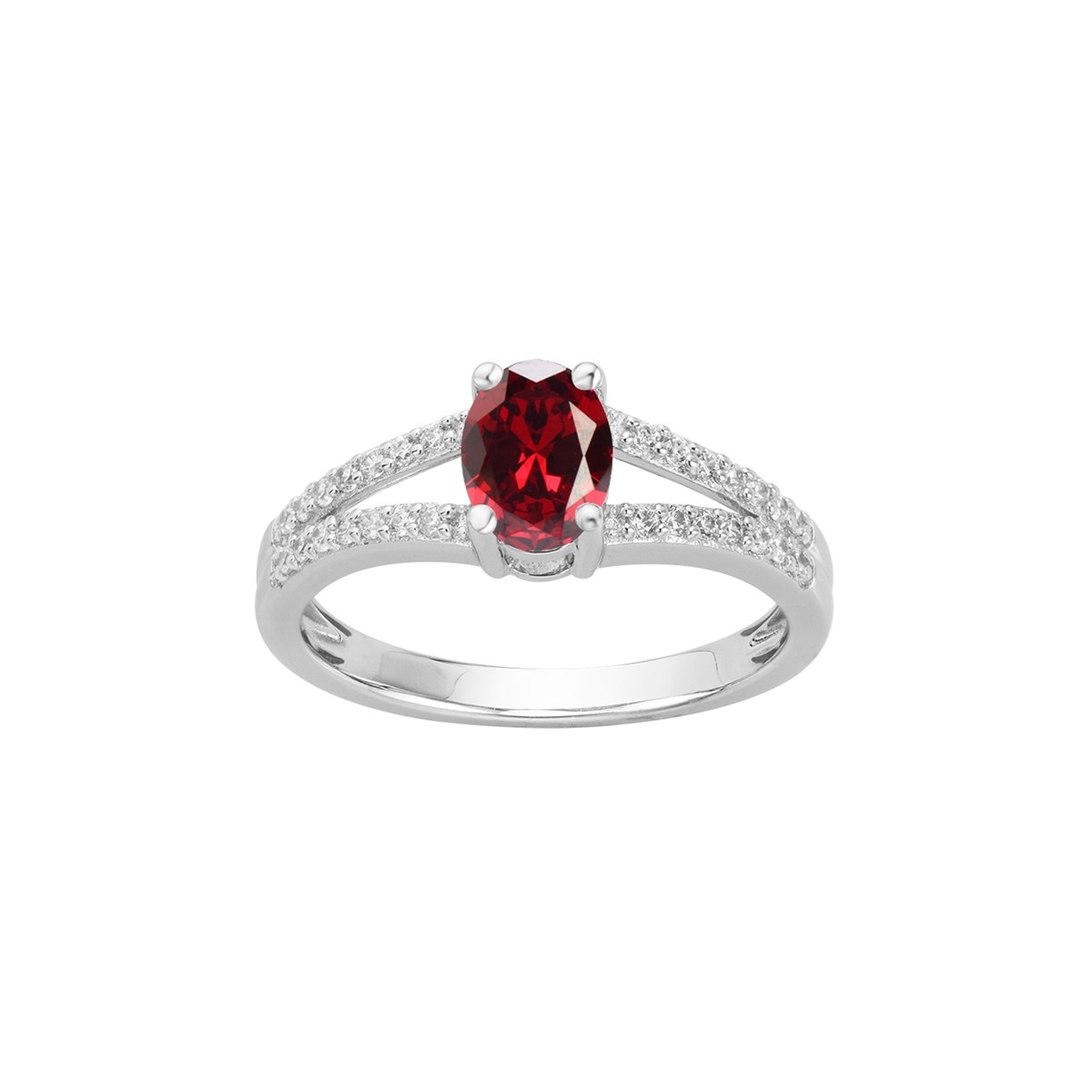 Bague en Argent avec oxyde de zirconium rouge rubis