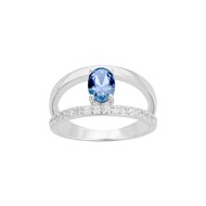 Bague en Argent avec oxyde de zirconium bleu topaze