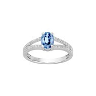 Bague en Argent avec oxyde de zirconium bleu topaze