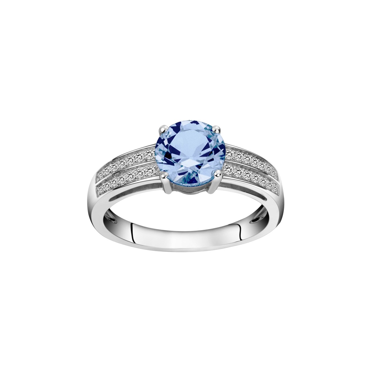 Bague en Argent avec oxyde de zirconium bleu topaze