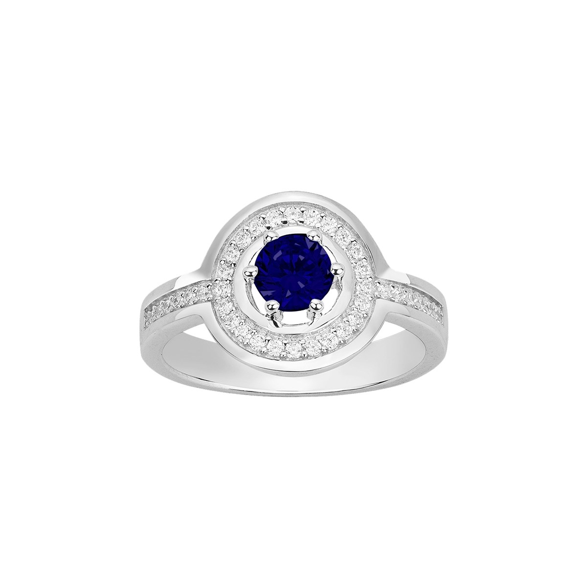 Bague de fiançailles en Argent avec oxyde de zirconium bleu saphir