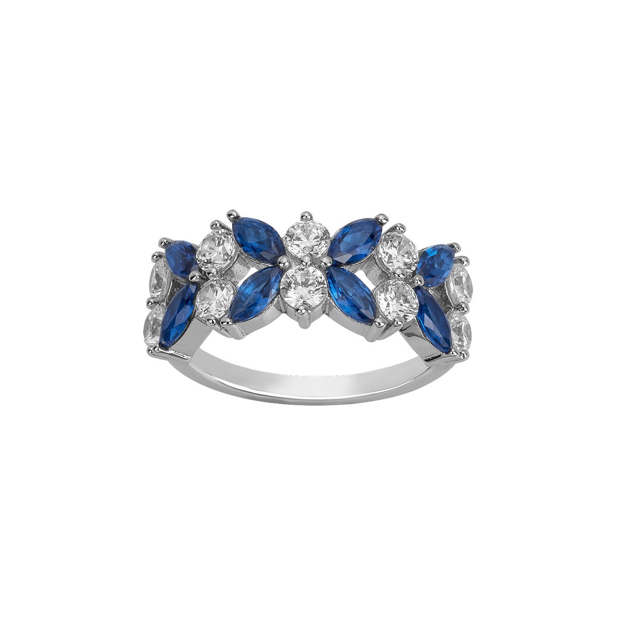 Bague en Argent avec oxyde de zirconium bleu saphir