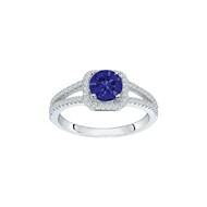 Bague de fiançailles en Argent avec oxyde de zirconium bleu saphir