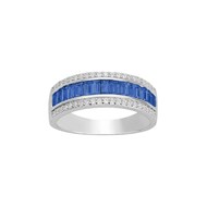 Alliance en Argent avec oxyde de zirconium bleu saphir