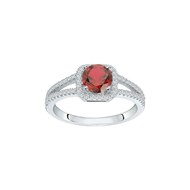 Bague de fiançailles en Argent avec oxyde de zirconium rouge rubis