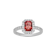 Bague de fiançailles en Argent avec oxyde de zirconium rouge rubis