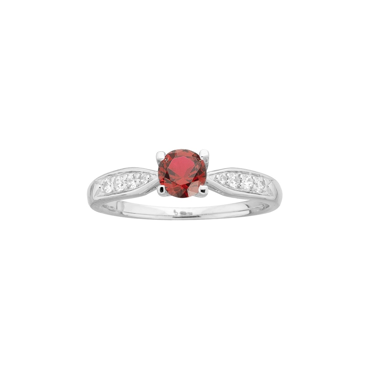 Bague de fiançailles en Argent avec oxyde de zirconium rouge rubis