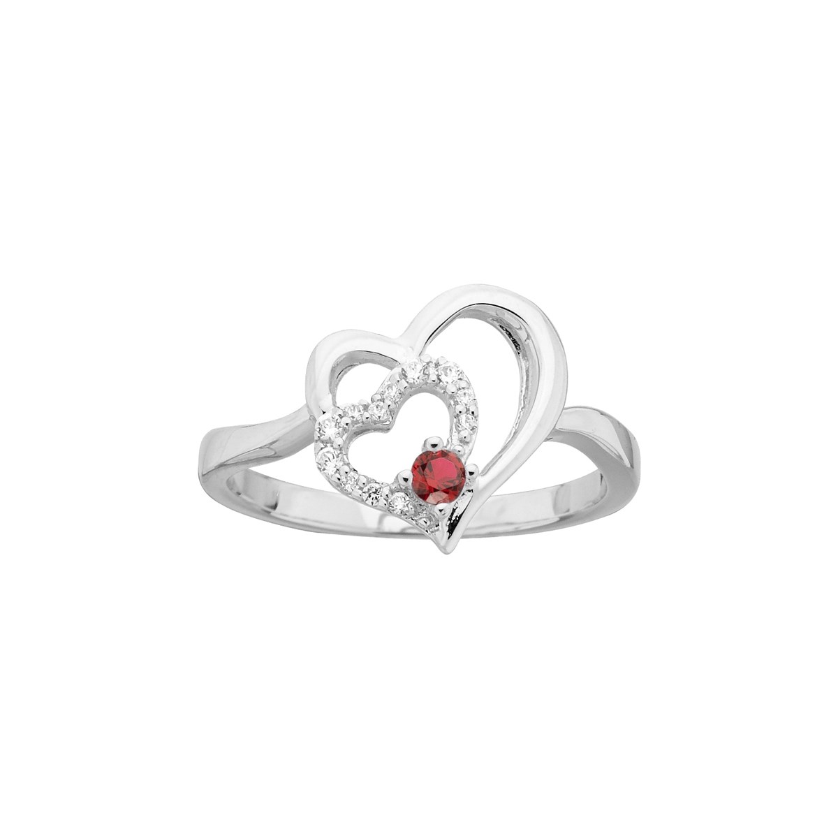 Bague en Argent avec oxyde de zirconium rouge rubis