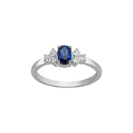 Bague de fiançailles en Argent avec oxyde de zirconium bleu saphir