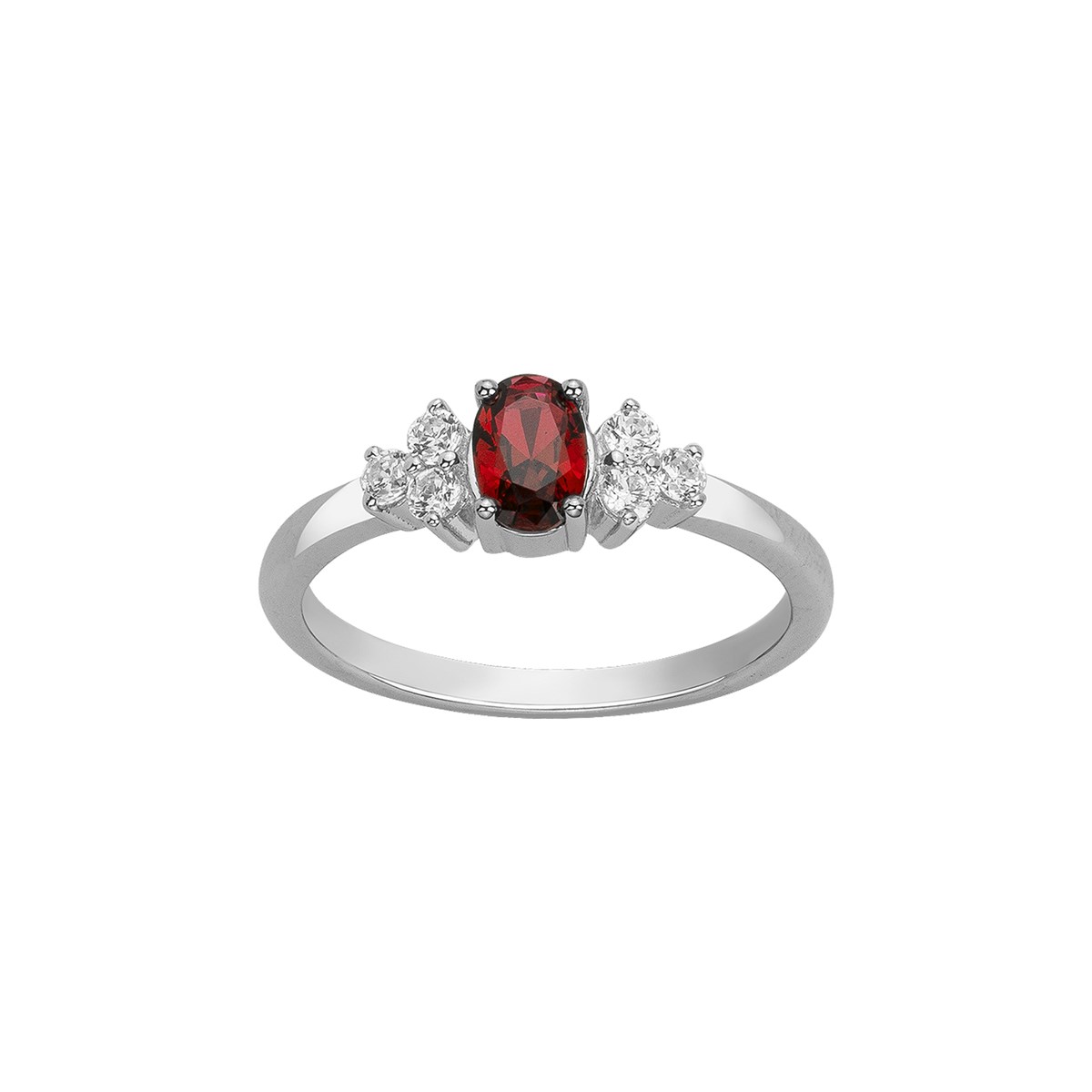 Bague de fiançailles en Argent avec oxyde de zirconium rouge rubis