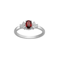 Bague de fiançailles en Argent avec oxyde de zirconium rouge rubis