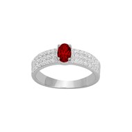 Bague de fiançailles en Argent avec oxyde de zirconium rouge rubis