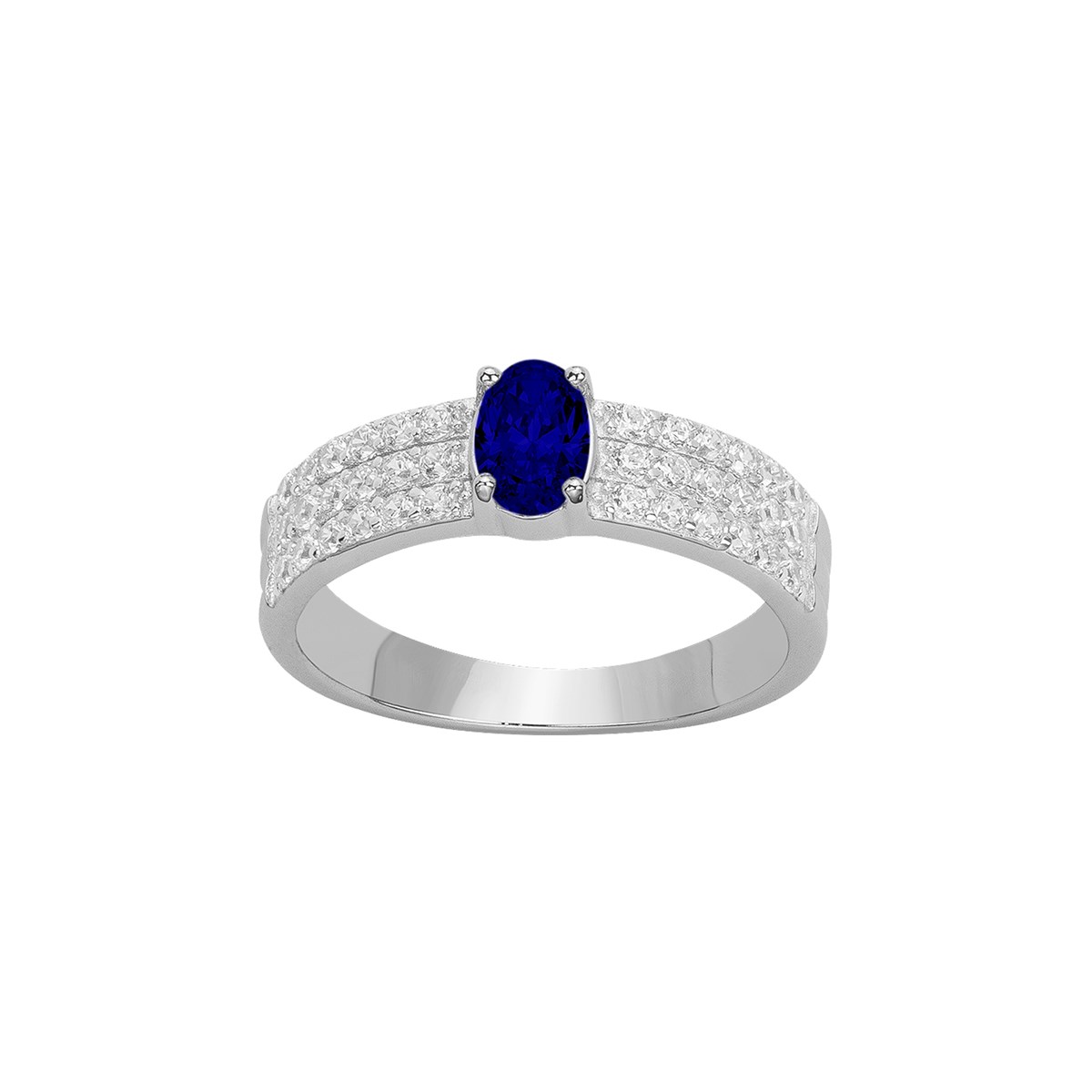 Bague de fiançailles en Argent avec oxyde de zirconium bleu saphir