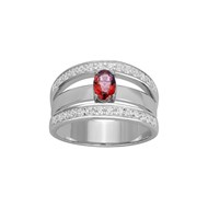 Bague de fiançailles en Argent avec oxyde de zirconium rouge rubis