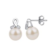 Boucles d'oreilles puces en Argent avec perle d'eau douce blanc