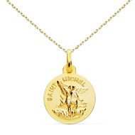 Médaille Saint Michel Or Jaune - Chaîne Dorée - Gravure Offerte