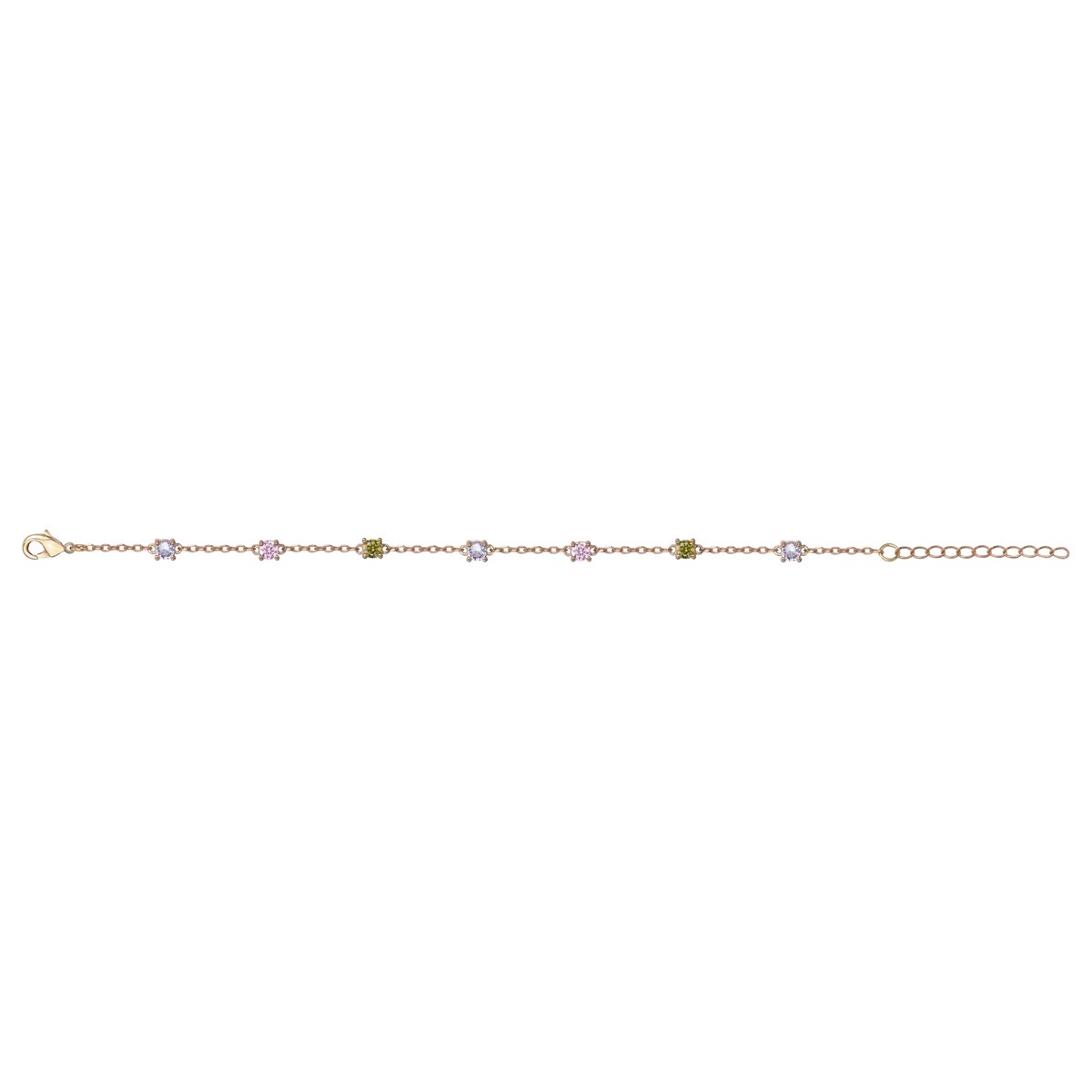 Bracelet souple multi-motifs en Plaqué Or avec oxyde de zirconium multicolore