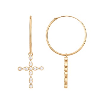 Créoles en Plaqué Or avec oxyde de zirconium blanc