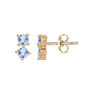 Boucles d'oreilles puces en Plaqué Or avec spinelle bleu topaze