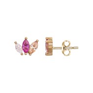 Boucles d'oreilles puces en Plaqué Or avec oxyde de zirconium multicolore