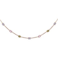 Collier multi-motifs en Plaqué Or avec oxyde de zirconium multicolore