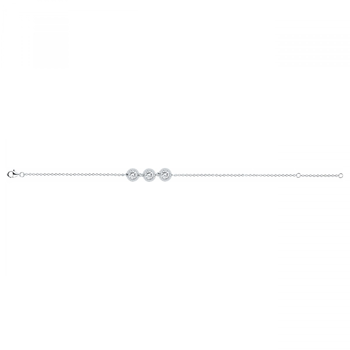Bracelet souple mono-motif en Argent avec oxyde de zirconium blanc