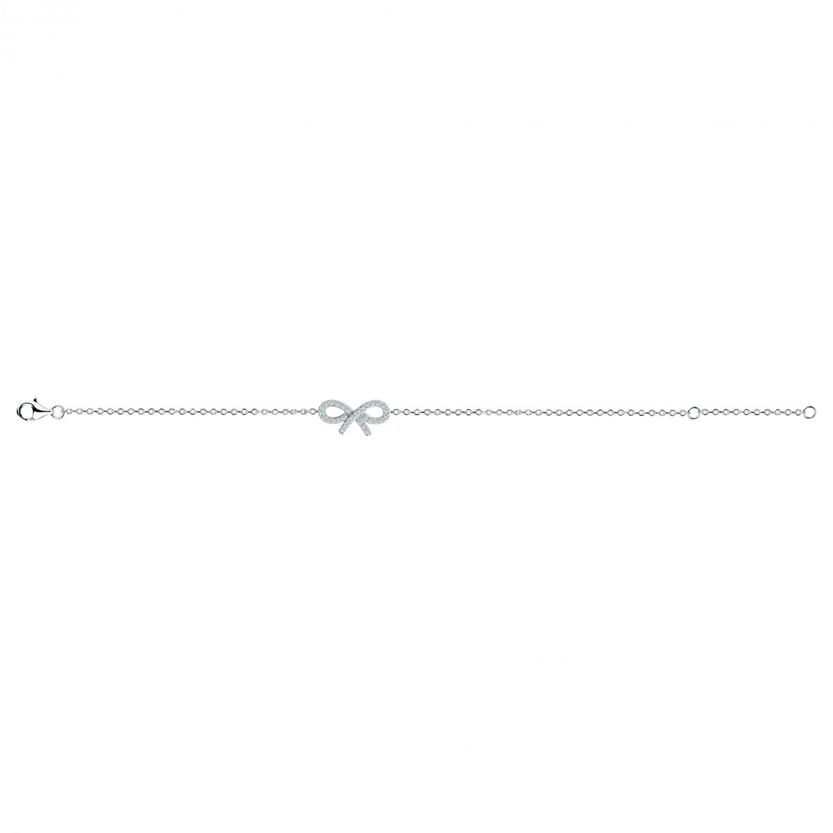 Bracelet souple mono-motif en Argent avec oxyde de zirconium blanc