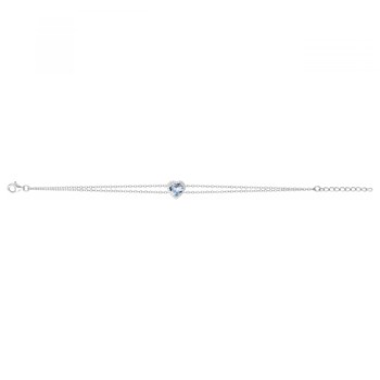 Bracelet souple mono-motif en Argent avec spinelle bleu topaze