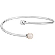 Jonc ouvert en Argent avec perle d'eau douce blanc