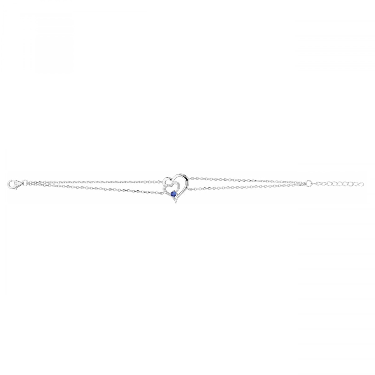 Bracelet souple mono-motif en Argent avec spinelle bleu saphir