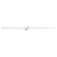 Bracelet souple mono-motif en Argent avec oxyde de zirconium bleu saphir