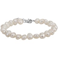 Bracelet souple multi-motifs en Argent avec perle d'eau douce blanc