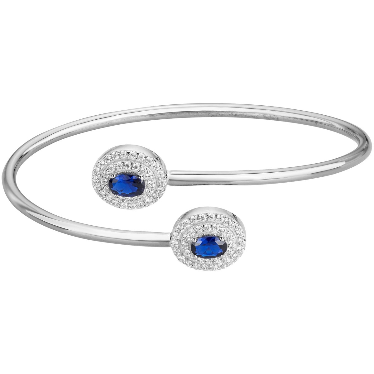 Bracelet semi-rigide en Argent avec oxyde de zirconium bleu saphir