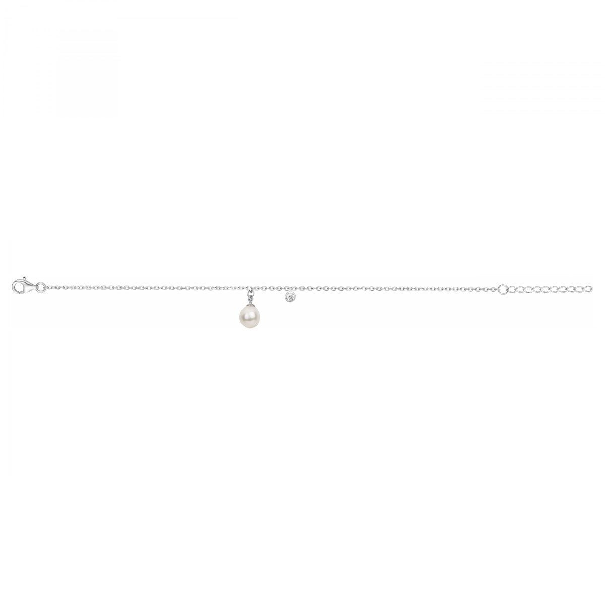 Bracelet souple mono-motif en Argent avec perle d'eau douce blanc