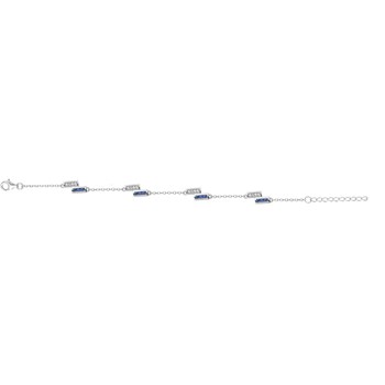 Bracelet souple multi-motifs en Argent avec oxyde de zirconium bleu saphir
