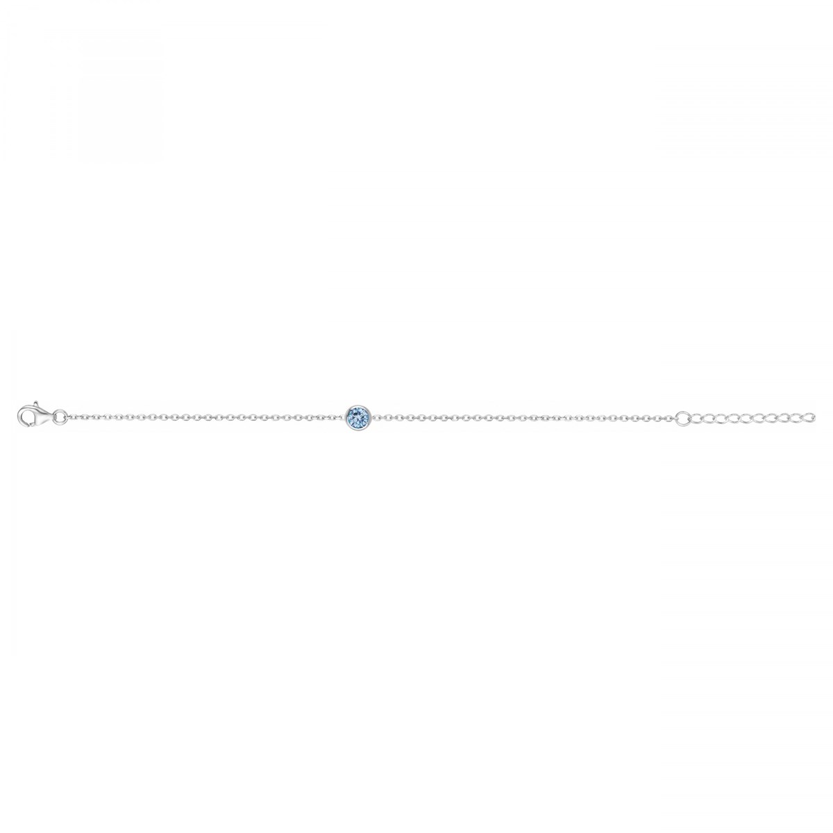 Bracelet souple mono-motif en Argent avec spinelle bleu topaze