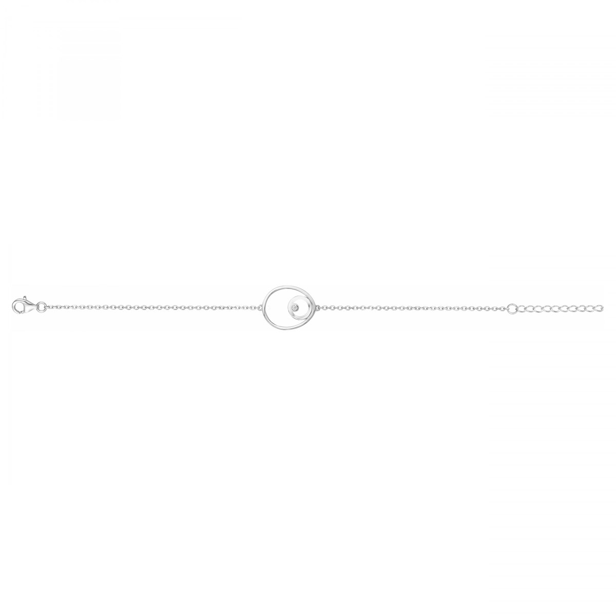 Bracelet souple mono-motif en Argent avec oxyde de zirconium blanc