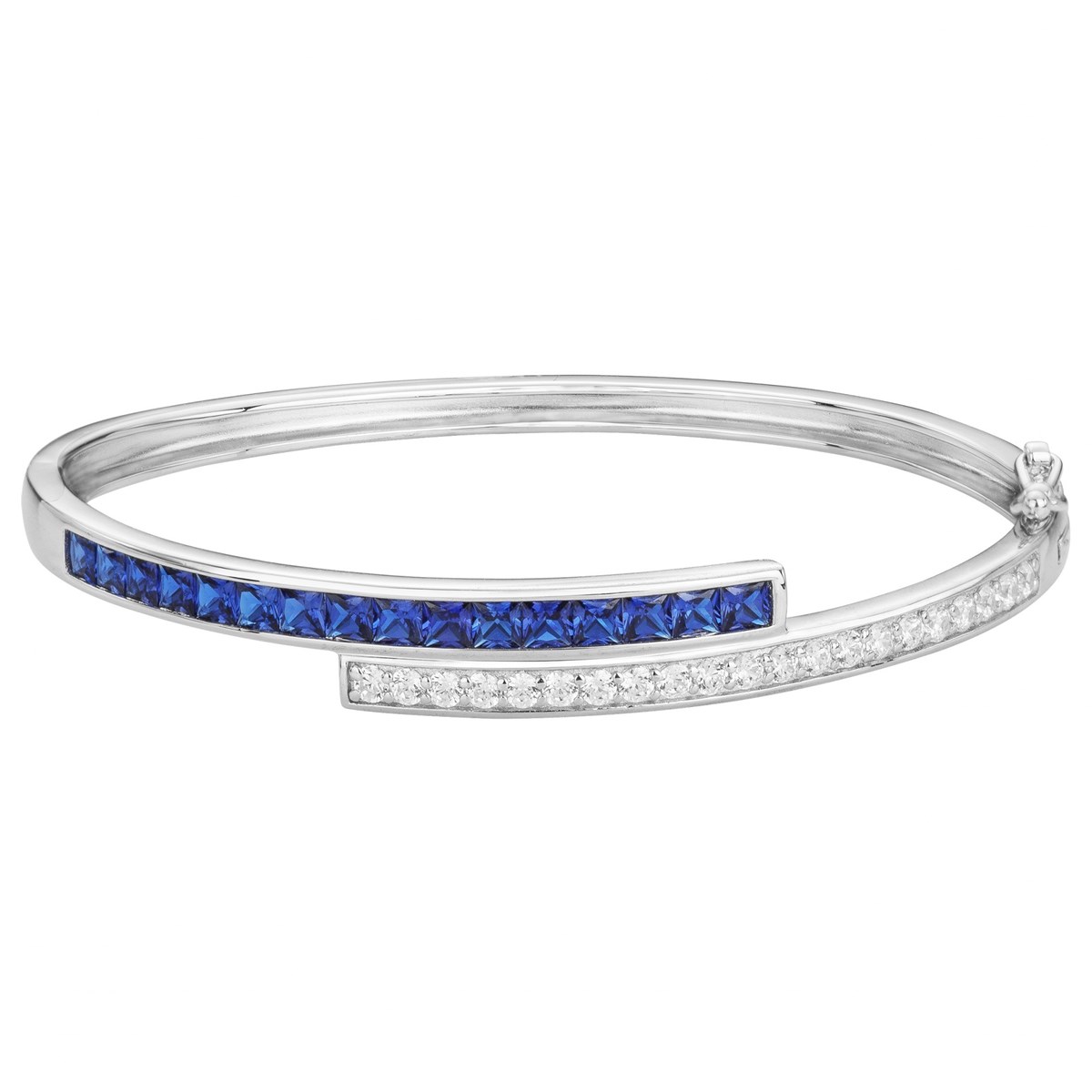 Bracelet semi-rigide en Argent avec spinelle bleu saphir