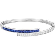 Bracelet semi-rigide en Argent avec oxyde de zirconium bleu saphir