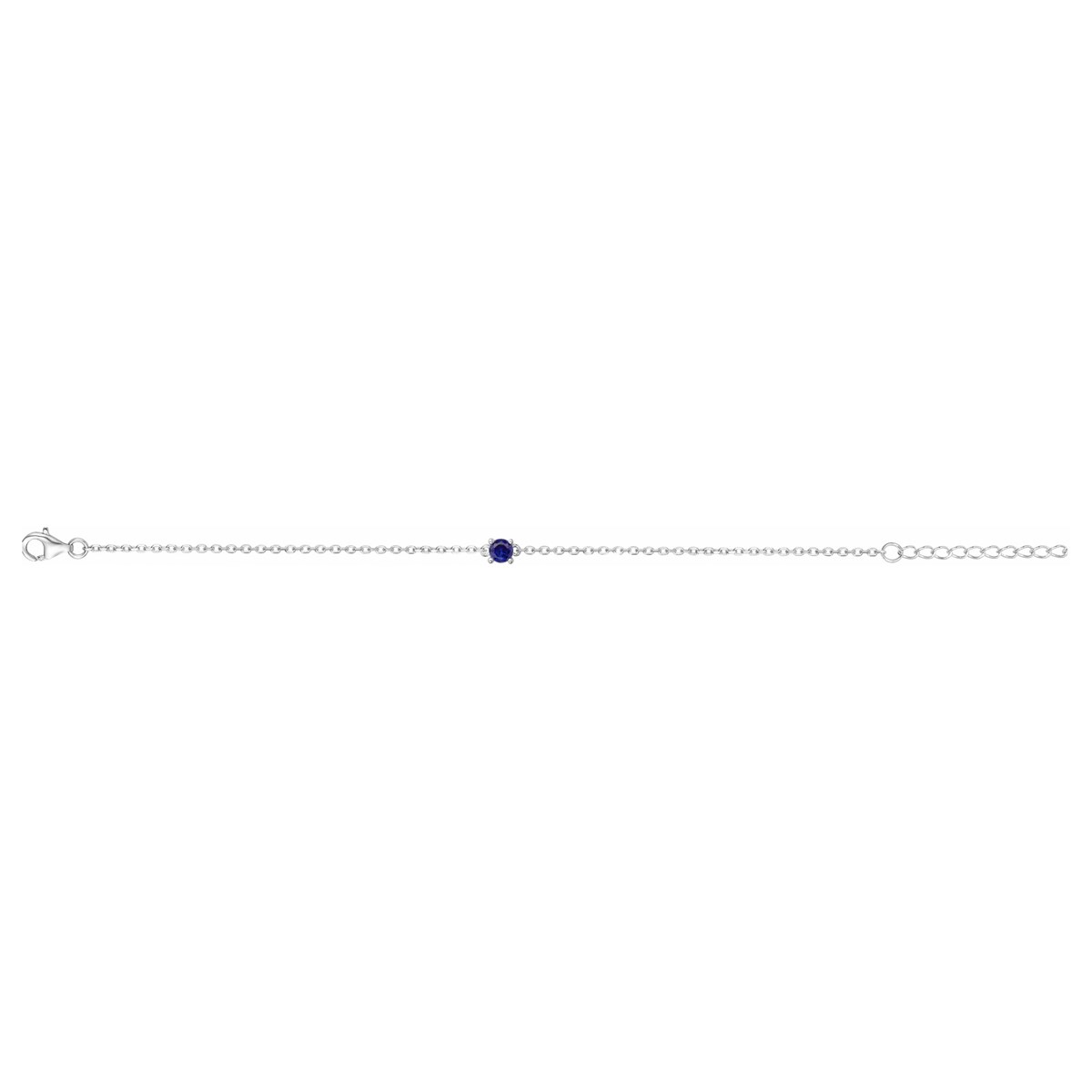 Bracelet souple mono-motif en Argent avec spinelle bleu saphir
