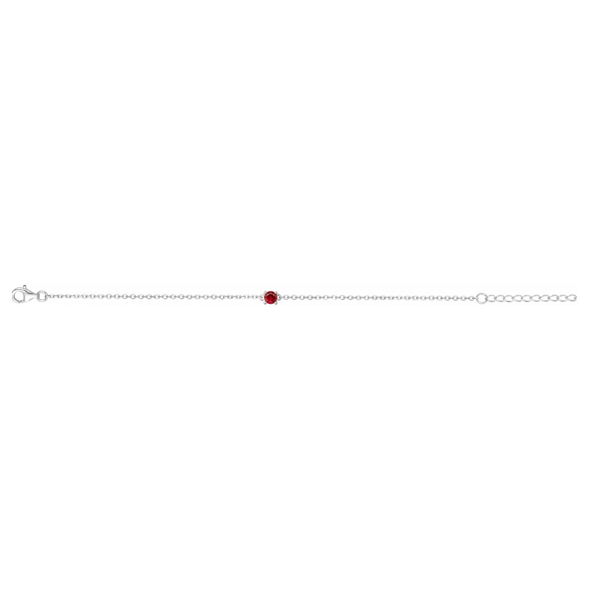 Bracelet souple mono-motif en Argent avec spinelle rouge rubis