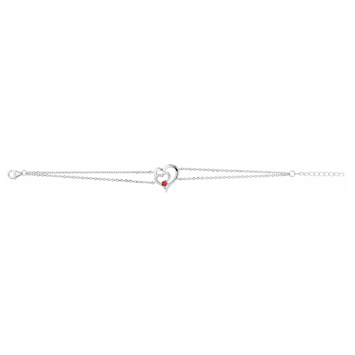 Bracelet souple mono-motif en Argent avec spinelle rouge rubis