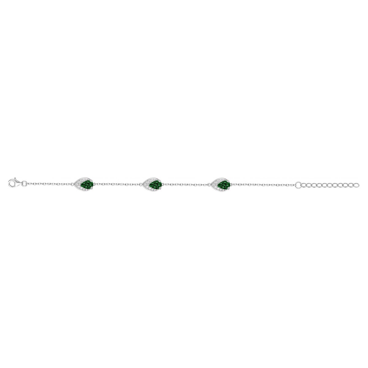 Bracelet souple multi-motifs en Argent avec oxyde de zirconium vert emeraude