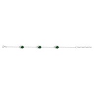 Bracelet souple multi-motifs en Argent avec oxyde de zirconium vert emeraude