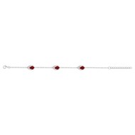Bracelet souple multi-motifs en Argent avec oxyde de zirconium rouge rubis