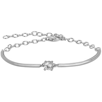 Halfharde zilveren armband met wit zirkoniumoxide